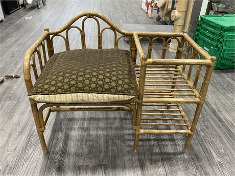 VINTAGE RATTAN BENCH W/CUSHION (3FT wide)