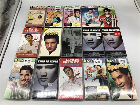 12 NEW AND 3 USED ELIVIS VHS TAPES