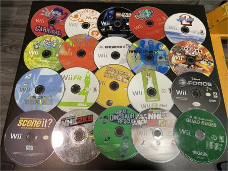 20 Wii GAMES (DISCS ARE SCRATCHED)