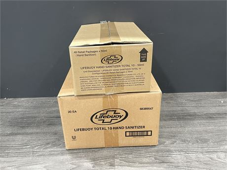 2 BOXES OF LIFEBUOY HAND SANITIZER - 20x500ml + 48x50ml