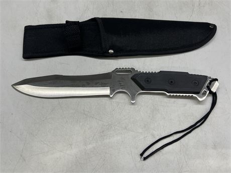 (NEW) STAINLESS STEEL KNIFE W/SHEATH (12” long)