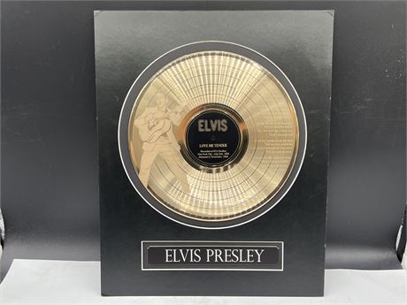 ELVIS PRESLEY ENGRAVED GOLD DISC “LOVE ME TENDER” MATTED TO 16”x20”