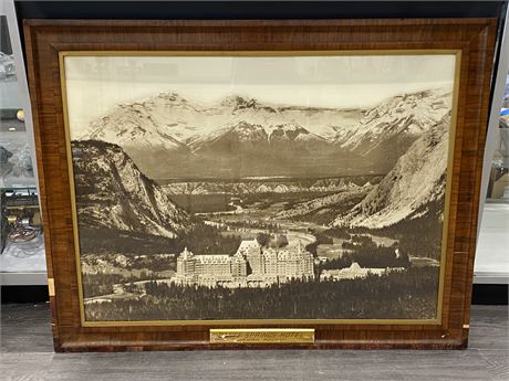 ANTIQUE BANFF SPRINGS CPR HOTEL PICTURE - FRAME WORN (36”X47”)