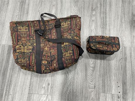 2 MAGGI B FIRST NATIONS HAND BAGS (MADE IN CANADA) (LARGEST 22”)
