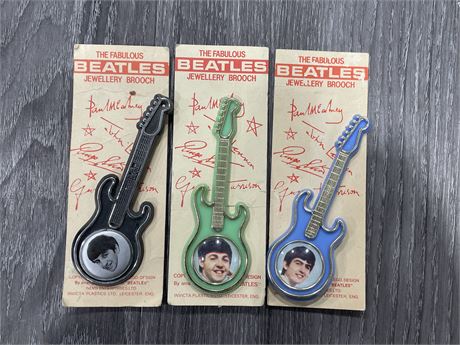 VINTAGE BEATLES JEWELRY GUITAR BROOCHES - 4” LONG