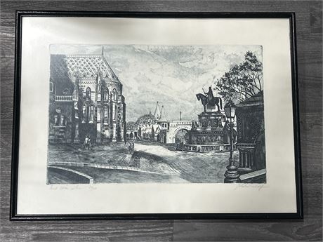 SIGNED/NUMBERED ETCHING PRINT - 21” X 16”