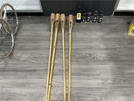 4 TIKI TORCHES 58” WITH FUEL
