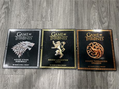 COMPLETE SET OF GAME OF THRONES 3D WALL MASKS