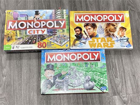 3 MONOPOLY GAMES