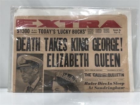 ORIGINAL NEWSPAPER, DEATH OF KING GEORGE IV