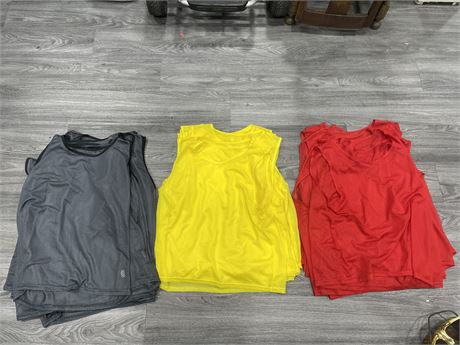 12 RED, GREY & YELLOW LARGE MESH VESTS (36 TOTAL)