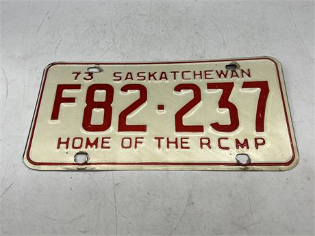 1973 SASKATCHEWAN RCMP CENTENNIAL LICENSE PLATE
