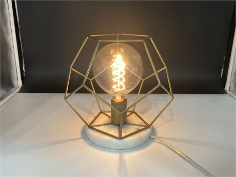 UNIQUE METAL SPHERE W/ MARBLE BASED SPIRAL FILAMENT LAMP - 10”x10”