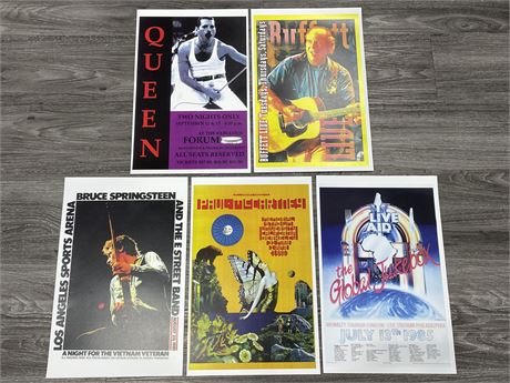 5 MISC. ROCK POSTERS (11”X17”)