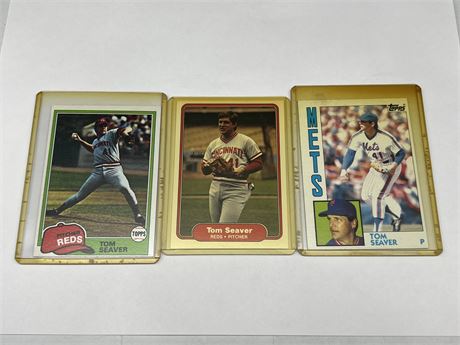 (3) 1980’s TOM SEAVER MLB CARDS
