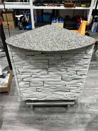 GRANITE TOP BAR ISLAND WITH STAINLESS STEEL FOOTREST 37”x27”x40”