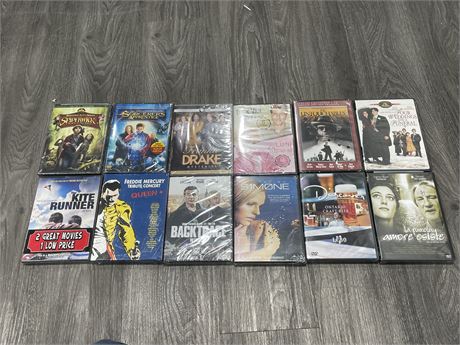 LOT OF 12 SEALED ASSORTED DVD’S