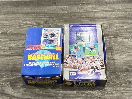 1989 /1991 SCORE & FLEER BASEBALL WAX BOXES - 36 PACKS EACH