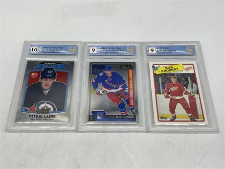 3 GCG GRADED ROOKIE NHL CARDS