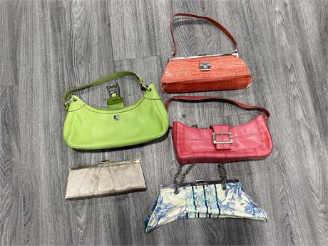 LOT OF 5 WOMANS PURSES - ASSORTED BRANDS