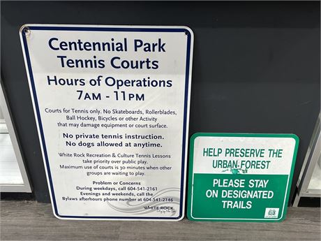 2 CITY OF WHITE ROCK / SURREY METAL PARK & TRAIL SIGNS