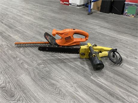 16” HEDGE TRIMMER & ELECTRIC CHAINSAW