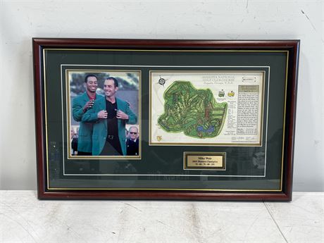 MIKE WEIR NICELY FRAMED DISPLAY 2003 MASTERS CHAMPION (29”x18”)