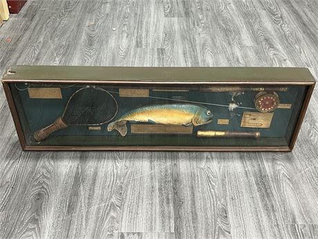 VINTAGE STYLE FLY FISHING SHADOW BOX WALL ART 42” WIDE