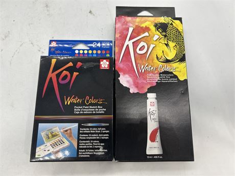 NEW KOI WATER COLOR LOT - POCKET SKETCH BOOK & 12 PACK OF 12 ML TUBES