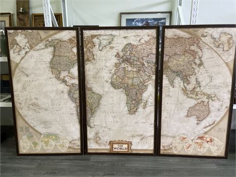 6FT GIANT WORLD MAP  3 SEPARATE PICTURES (6ft tall x 39” wide per picture)