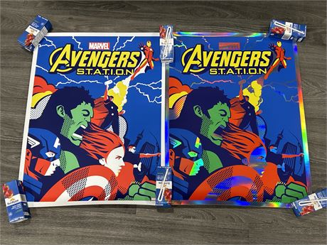 2 SIGNED/NUMBERED AVENGERS STATION POSTERS - BOTH 24” X 18”