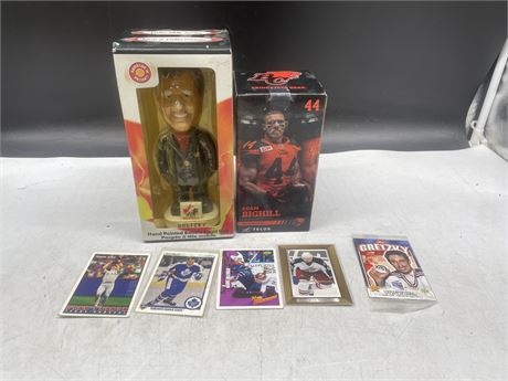 2 SPORTS BOBBLEHEADS & MISCELLANEOUS SPORTS CARDS