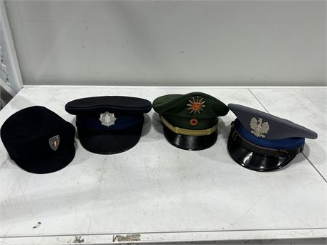 4 MILITARY & POLICE HATS
