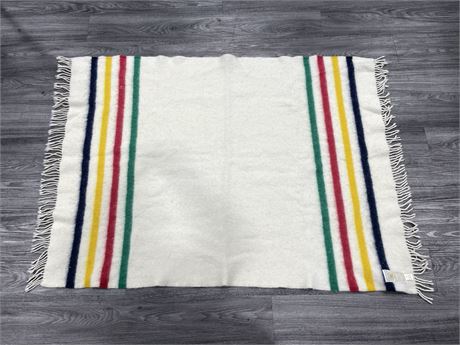 VINTAGE HUDSONS BAY WOOL THROW - MADE IN CANADA - 62”x44”