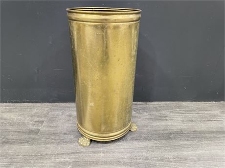 FOOTED MADE IN HOLLAND BRASS UMBRELLA STAND 16”