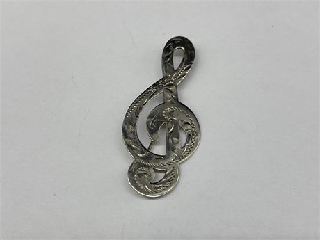 STERLING TREBLE CLEF PIN