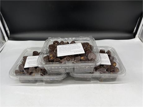 3 TUBS OF DARK CHOCOLATE PEANUT BUTTER CUPS - LOCALLY MADE FRESH (BB:12/07/22)