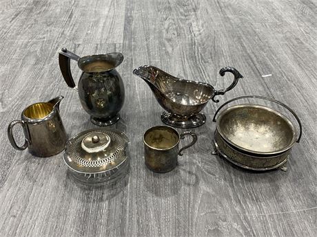VINTAGE HOTELWARE SILVER LOT (TALLEST IS 5.5”)