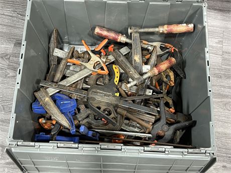 LARGE BIN OF MISC CLAMPS