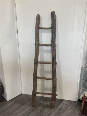 1800s HANDMADE LADDER WITH BEAVER WRAPPINGS