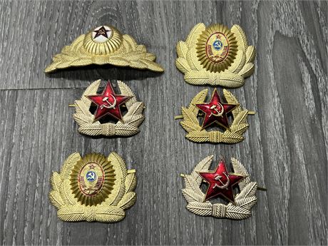 6 SOVIET UNION HAT BADGES