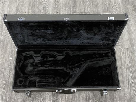 2 CASES - 1 WOODEN ONE W/31 WATCH CASES (32.5”X20”X8”) & 1 YAMAHA SAXOPHONE CASE