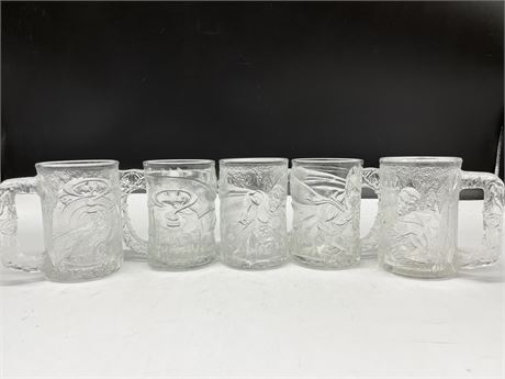 MCDONALDS VINTAGE BATMAN FOREVER 5 GLASSES (4” TALL)