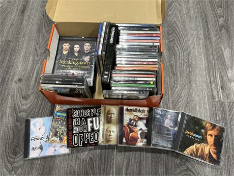 BOX OF CDS - SOME DVDS