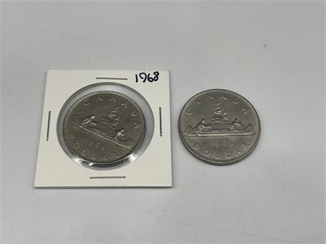 1968 & 1969 CANADIAN DOLLAR COINS (EXCELLENT CONDITION)