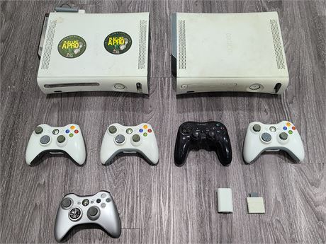 2 XBOX 360  WITH CORDS & CONTROLLERS