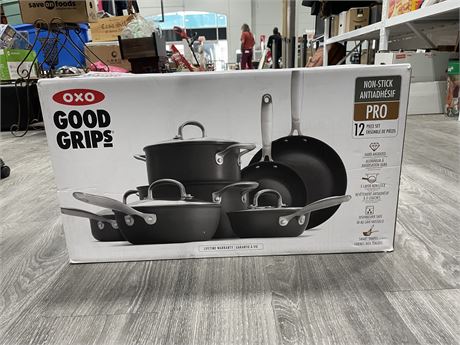 (NEW IN BOX) OXO GOOD GRIPS 12 PIECE NON-STUCK PRO COOKWARE SET