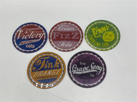 5 GLASS SOFT DRINK COASTERS