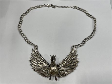 HEAVY SILVER PLATED PEGASUS NECKLACE