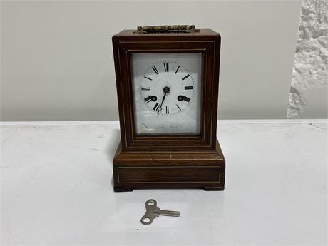FRENCH EMPIRE CARRIAGE CLOCK (9” tall)